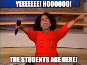 Oprah celebrates the arrival of our students